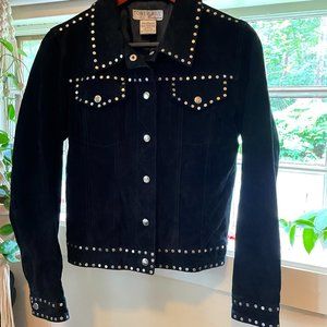 Long Sleeve Suede Riveted Biker Jacket